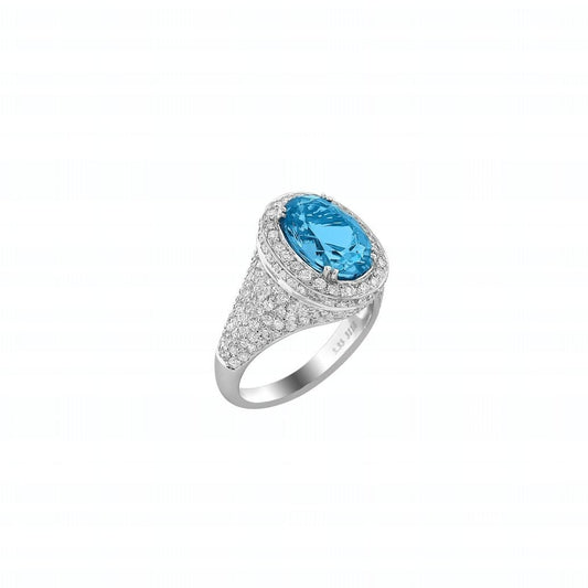 Aquamarine & Diamond Ring