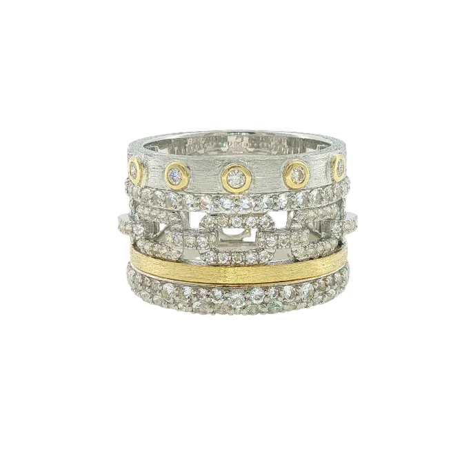 White Topaz Multi-Stack Ring