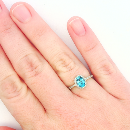Blue Topaz & Diamond Ring