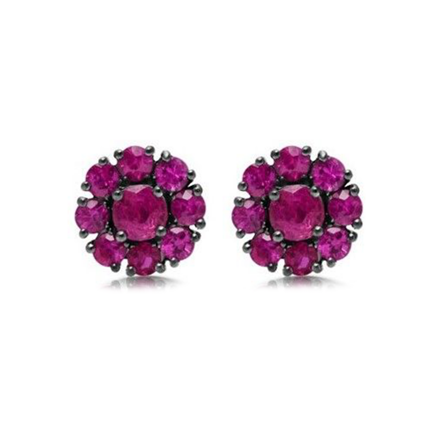 Ruby Flower Stud Earring