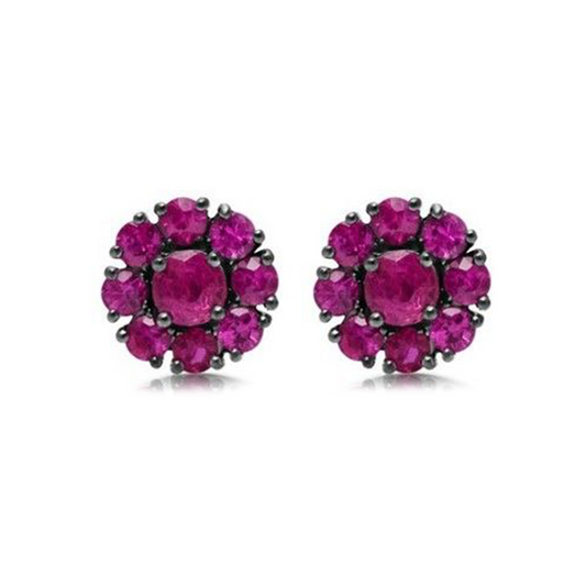Ruby Flower Stud Earring