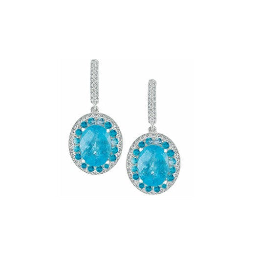 Paraiba Tourmaline & Diamond Dangle Earrings