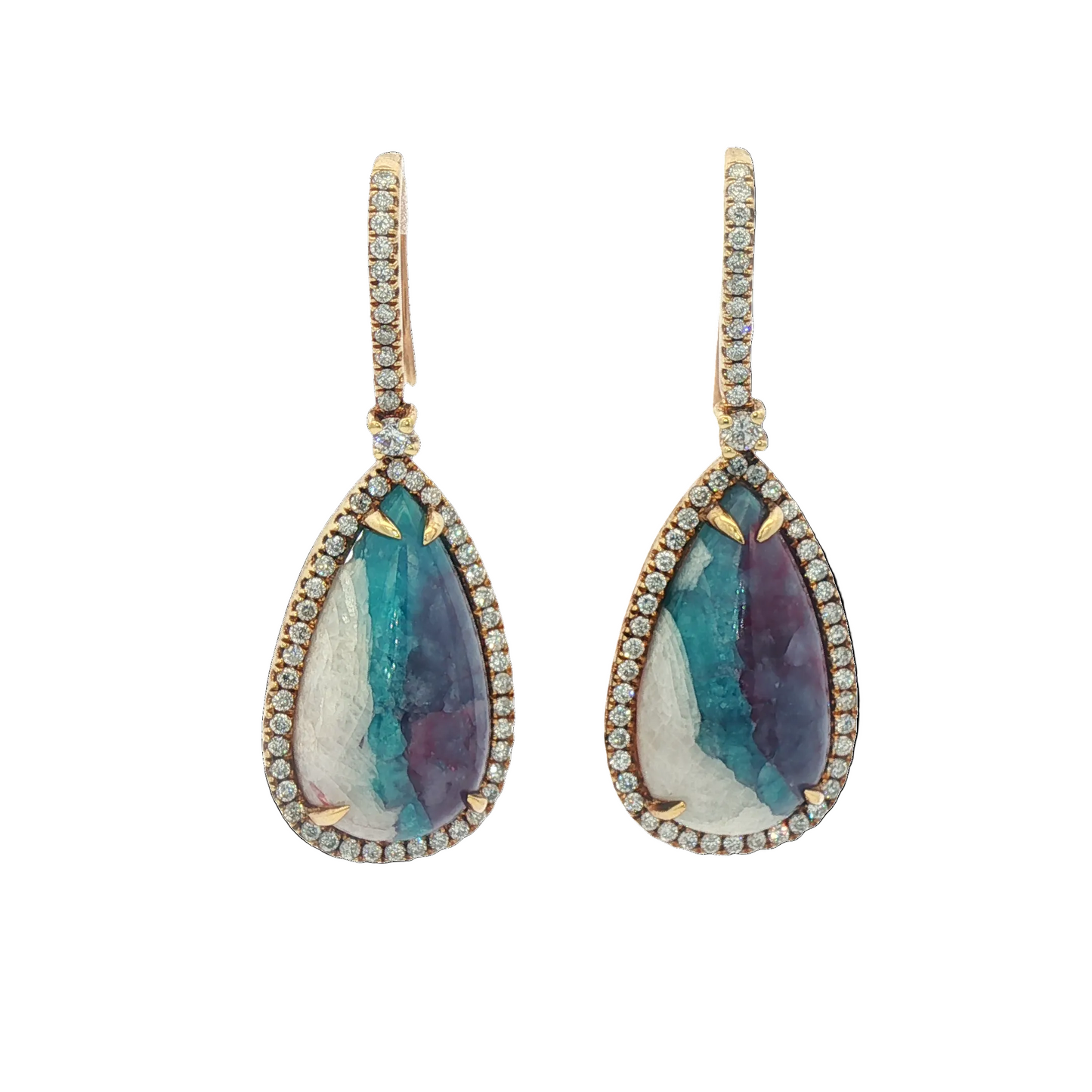 Bazillion Paraiba Tourmaline Slice & Diamond Earring