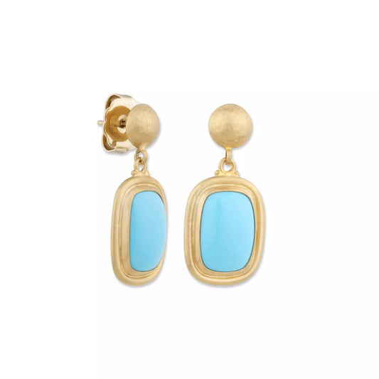 Cushion Cabochon Sleeping Beauty Turquoise Earrings