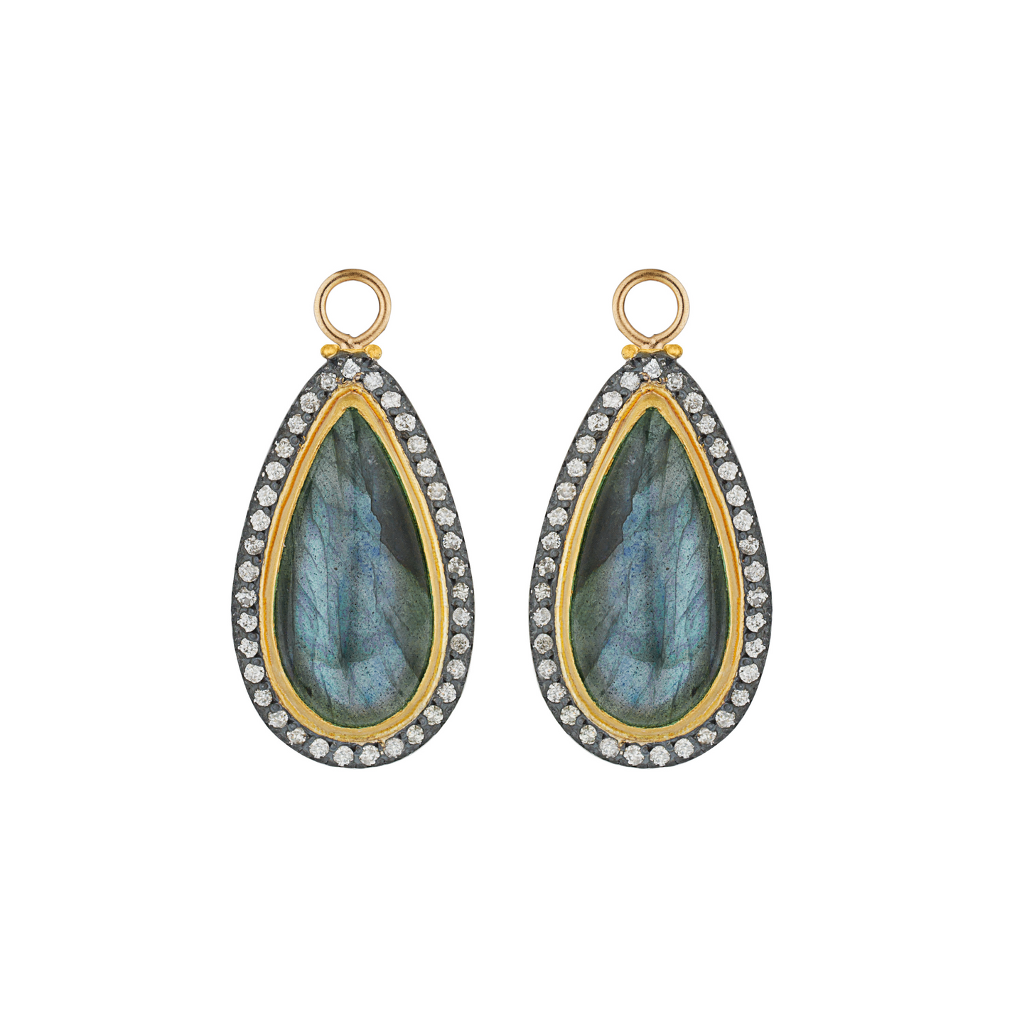 Pear Shaped Labradorite and Diamond Earring Charm