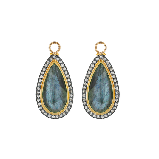 Pear Shaped Labradorite and Diamond Earring Charm
