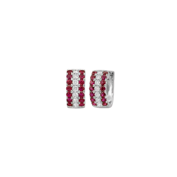 Ruby & Diamond Huggie Hoop Earrings
