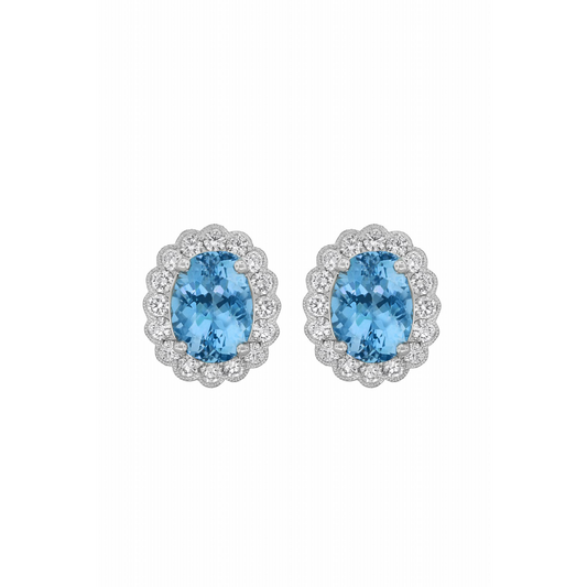 Aquamarine & Diamond Earring