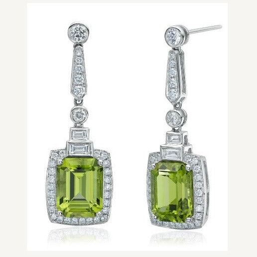 Peridot & Diamond Dangle Earrings