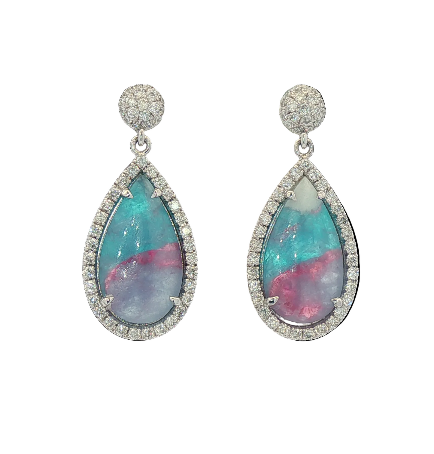 Bazillion Paraiba Tourmaline Slice & Diamond Earring