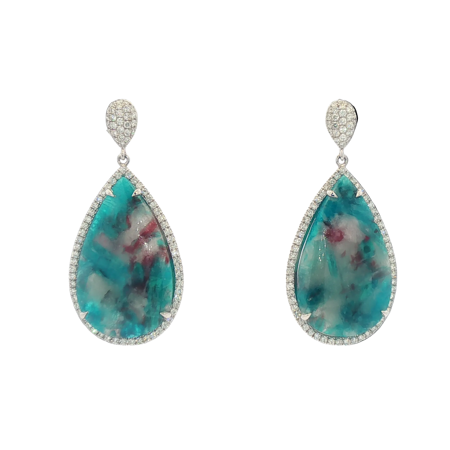 Bazillion Paraiba Tourmaline Slice & Diamond Earring