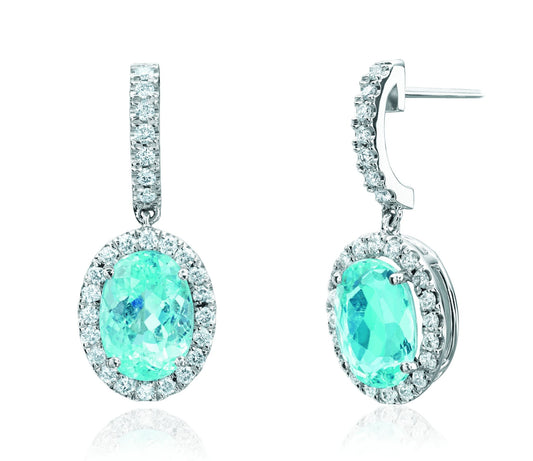Pariaba Tourmaline & Diamond Dangle Earrings
