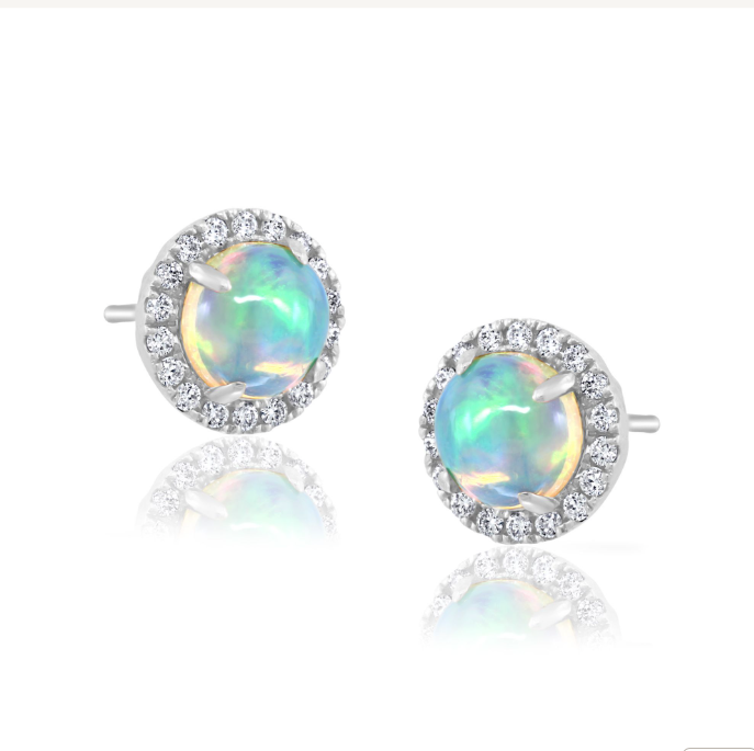 Opal & Diamond Earrings