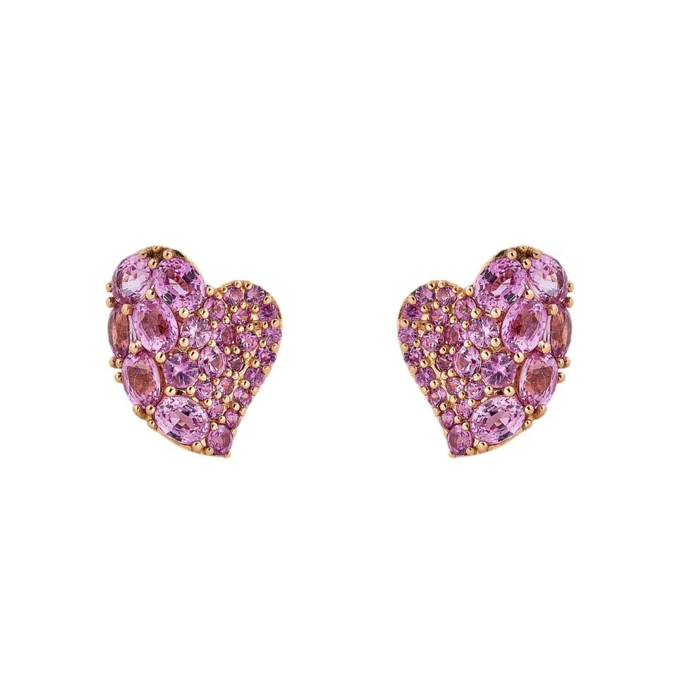 Pink Sapphire Heart Earring