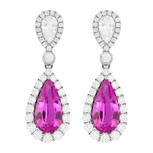 Pink Sapphire & Diamond Dangle Earrings