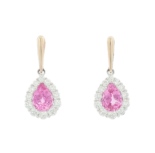 Pink Sapphire & Diamond Drop Earring