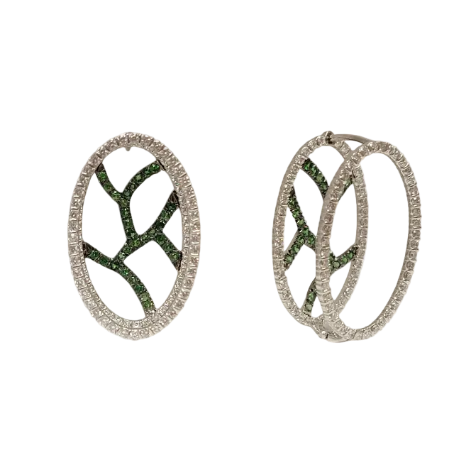 Tsavorite & Diamond Locking Earrings