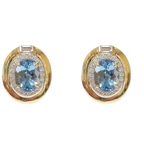 Aquamarine & Diamond Earrings