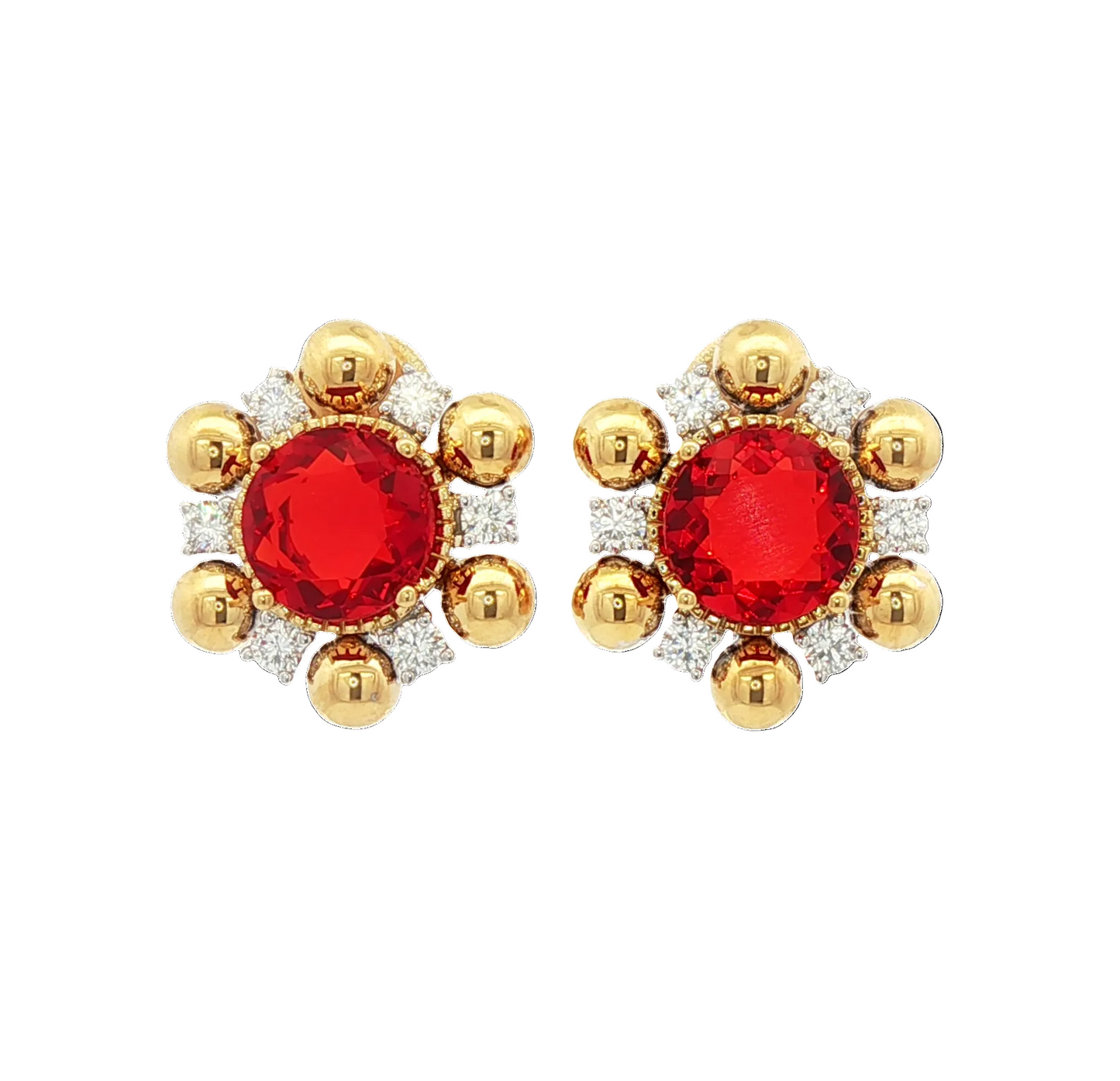 Fire Opal & Diamond Earring