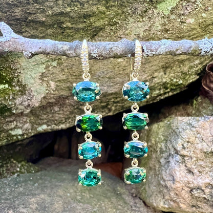 Oval Green Tourmaline Drop Earrings