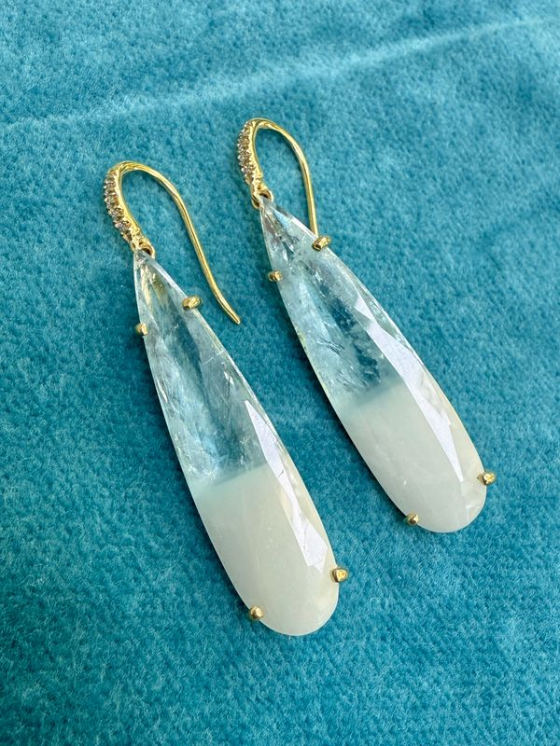 Pear Shape Bi-Color Aquamarine Earrings