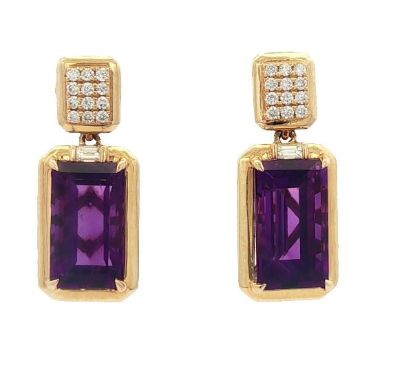Amethyst & Diamond Earring
