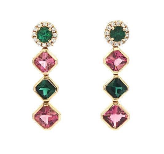 Pink & Green Tourmaline Earrings