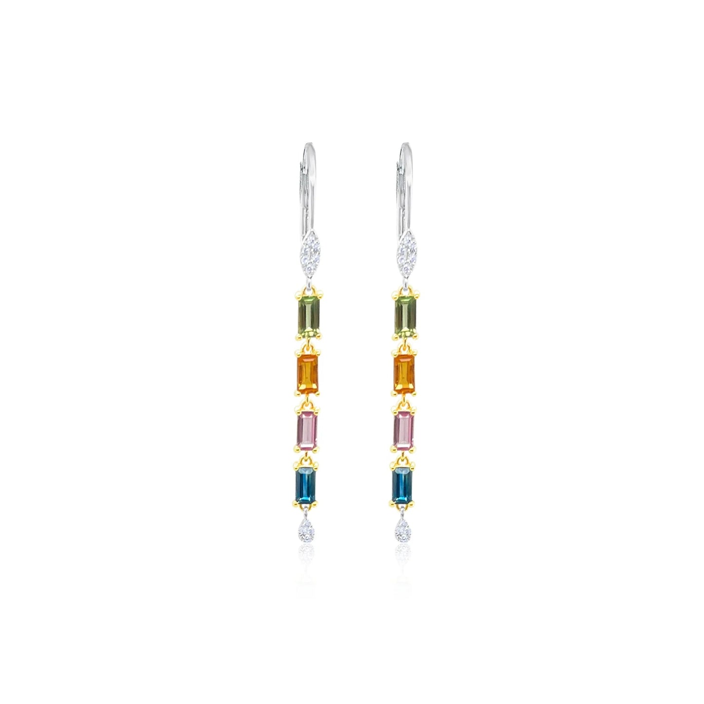 Multi-Color Sapphire Dangle Earrings