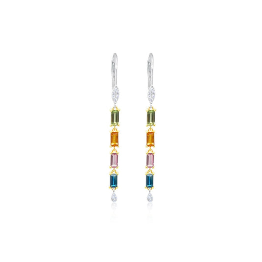Multi-Color Sapphire Dangle Earrings