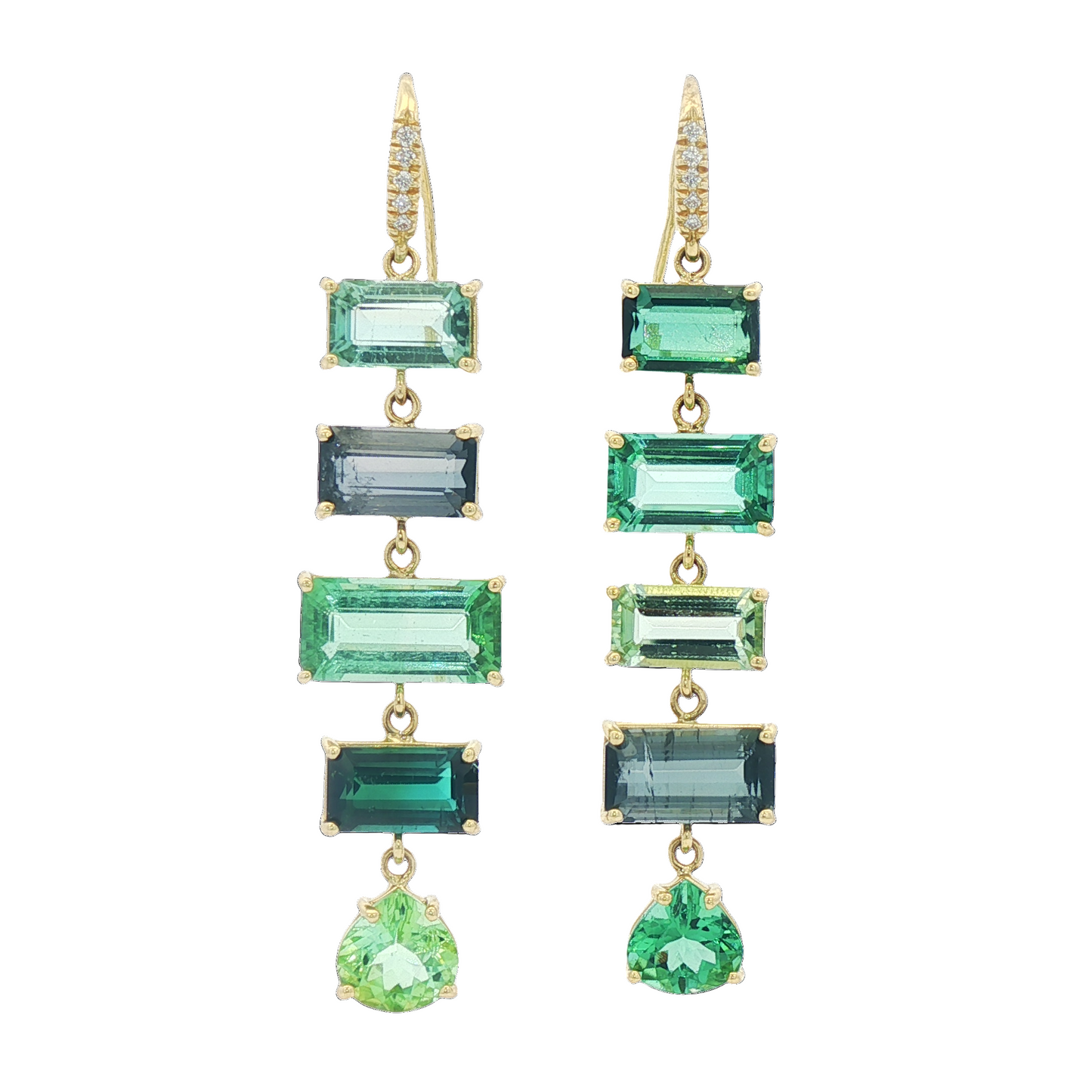 Mixed Shape Green Tourmaline Earrings