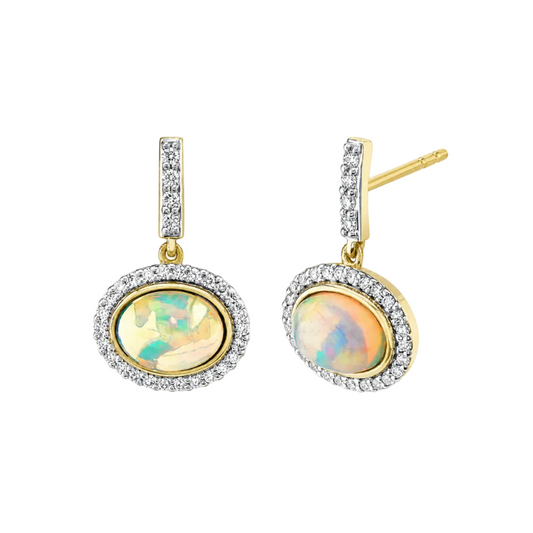 Ethiopian Opal & Diamond Earrings