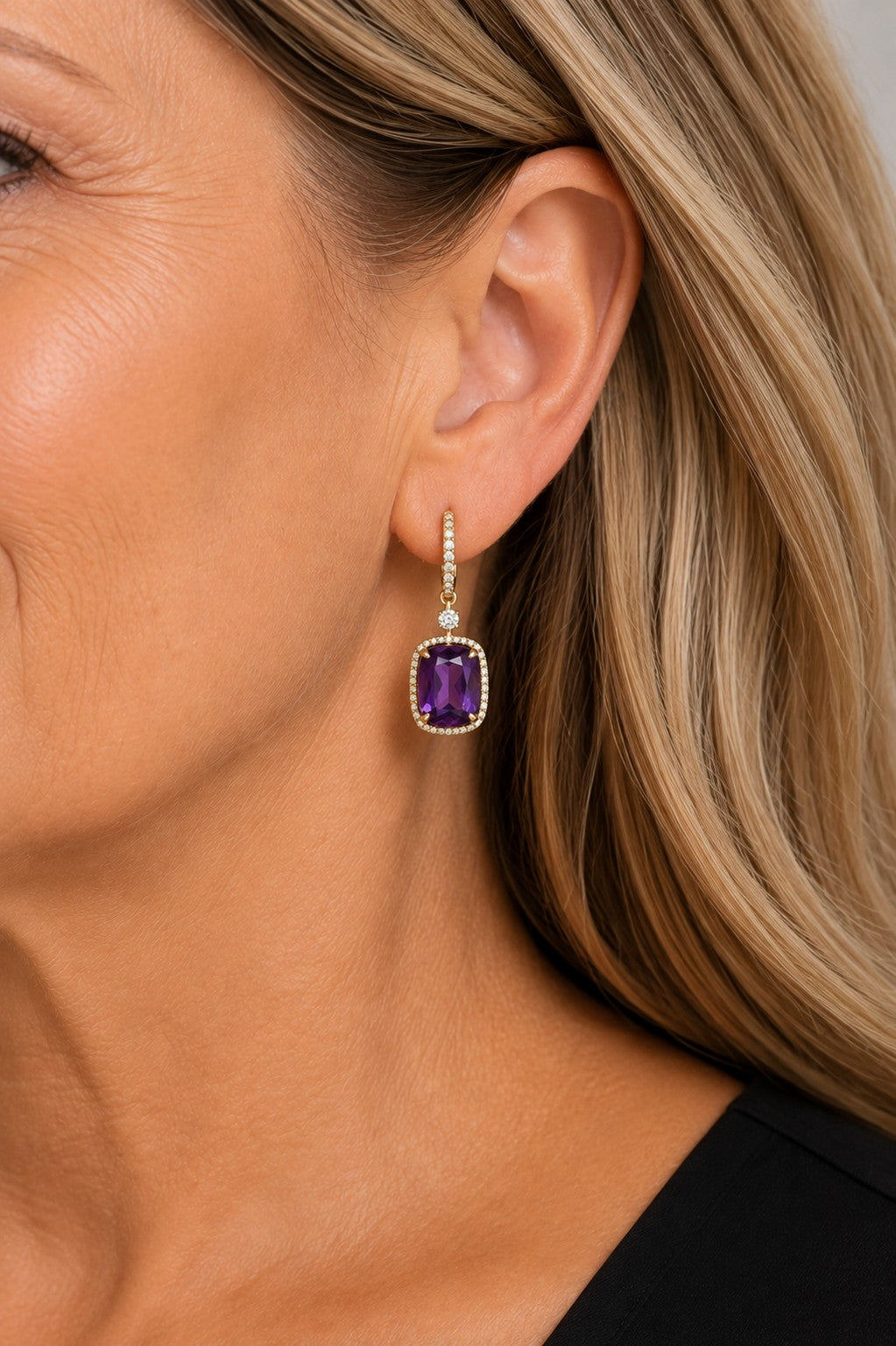 Amethyst & Diamond Earrings