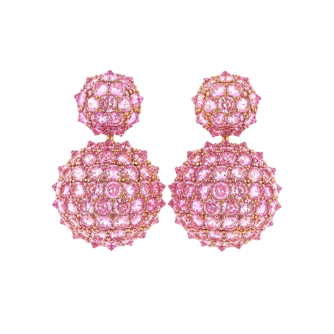 Round Pink Sapphire Earrings