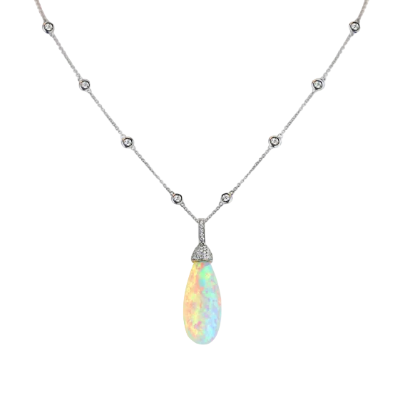 Ethiopian Opal & Diamond Necklace