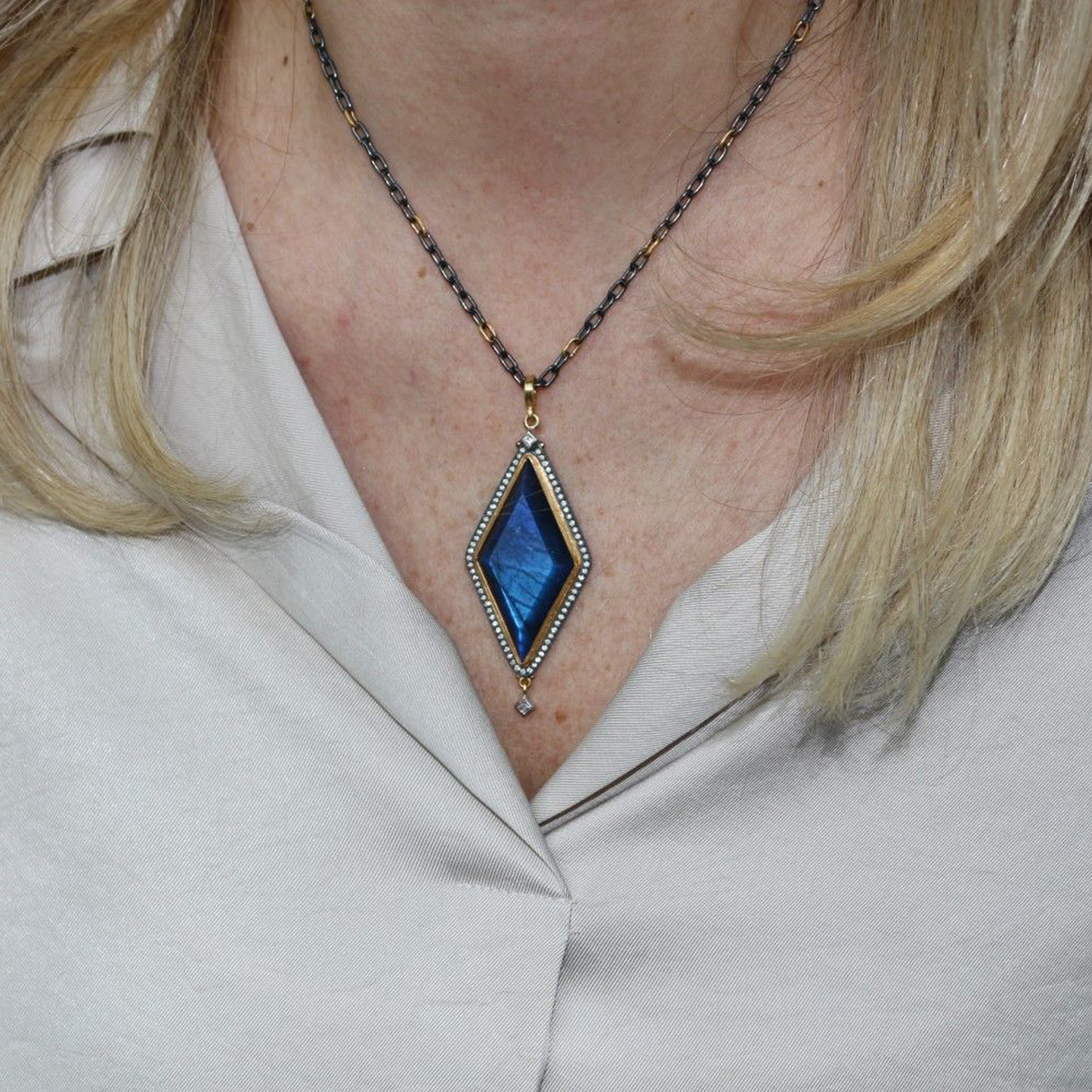 Labradorite and Diamond Pendant