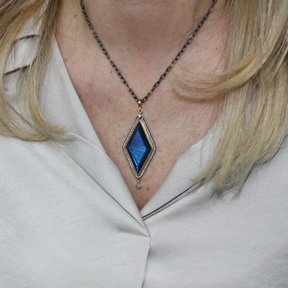 Labradorite and Diamond Pendant