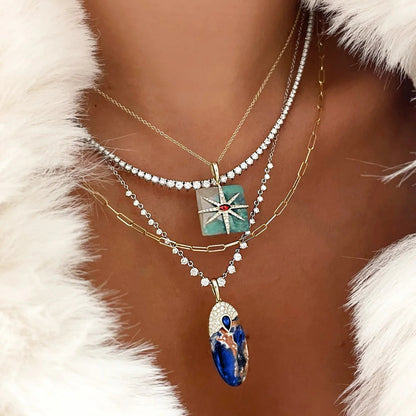 Paraiba, Garnet, & Diamond Pendant