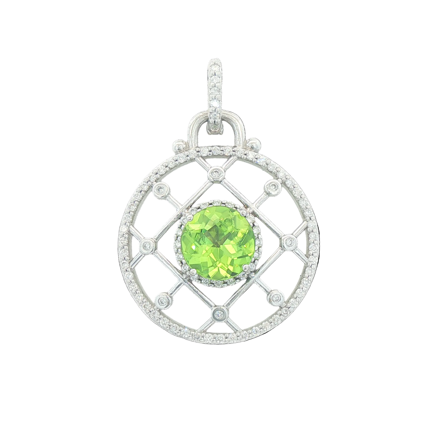 Peridot & Diamond Lattice Pendant
