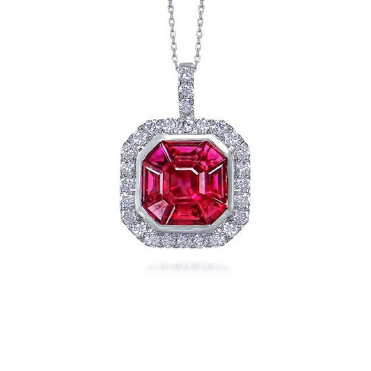Ruby & Diamond Mosaic Pendant
