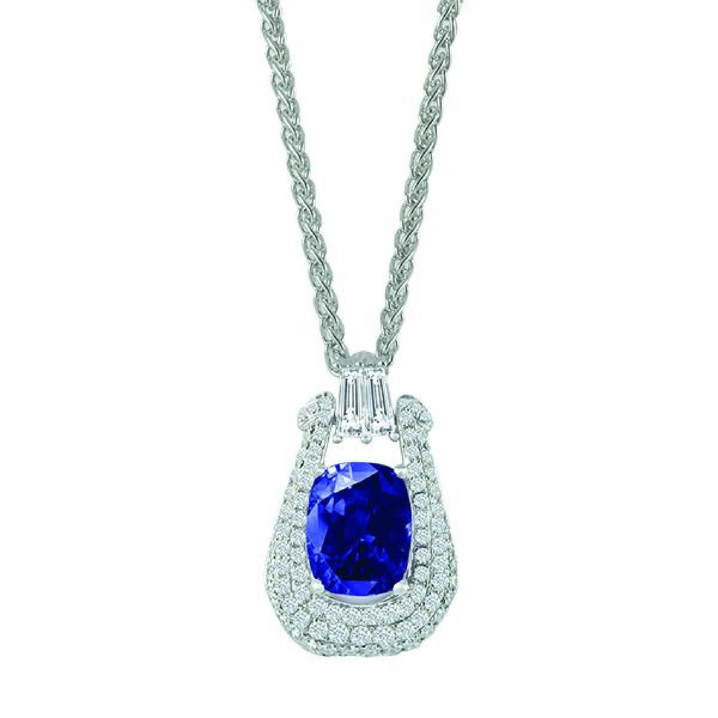 Blue Sapphire & Diamond Pendant