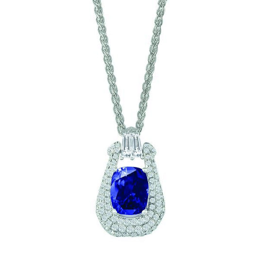 Blue Sapphire & Diamond Pendant