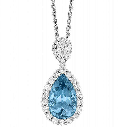 Aquamarine & Diamond One of a Kind Necklace