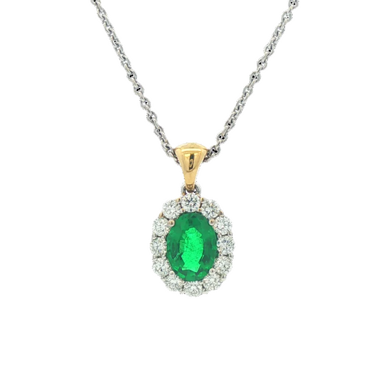 Emerald & Diamond Oval Pendant