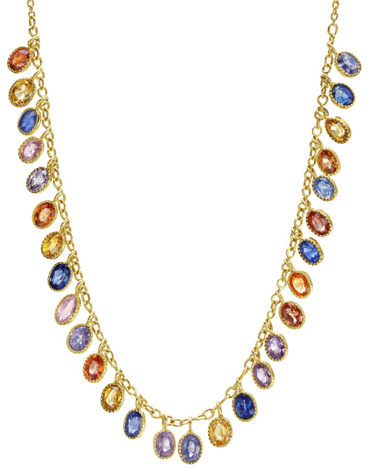 Multi-Colored Sapphire Dangle Necklace