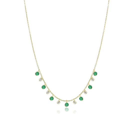 Bezel Emerald & Diamond Necklace