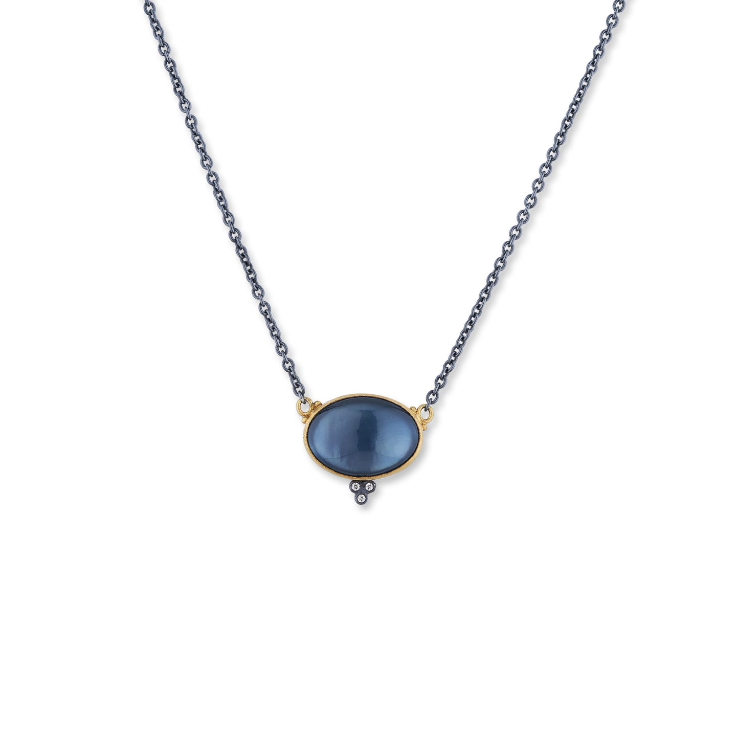 Blue Topaz/Mother of Pearl Doublet Adjustable Necklace
