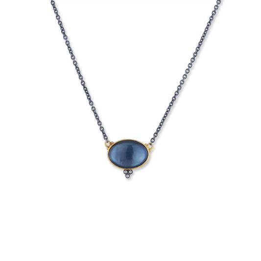 Blue Topaz/Mother of Pearl Doublet Adjustable Necklace