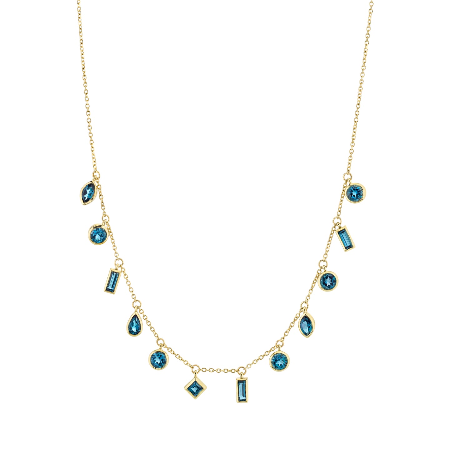 Blue Topaz Mixed Shape Necklace