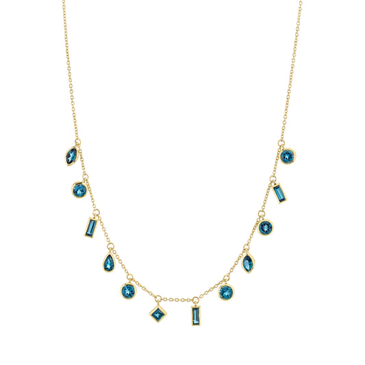 Blue Topaz Mixed Shape Necklace