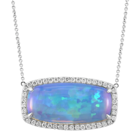 Cushion Opal & Diamond Necklace